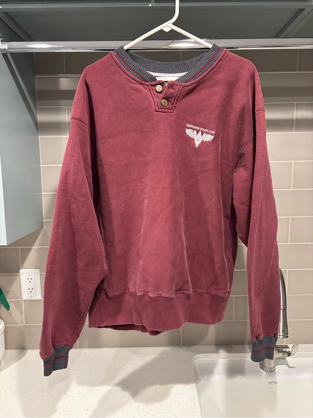Vintage 90s Washington Athletic Club Henley Crewneck Sweatshirt Size XL